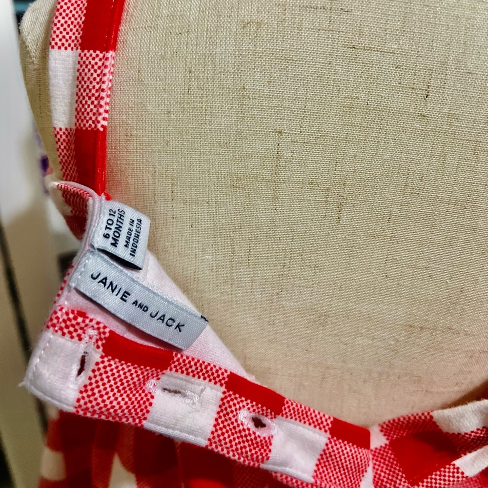 Janie and Jack Red and White Gingham / Checkered Dress Baby Girl - Picture 4 of 4